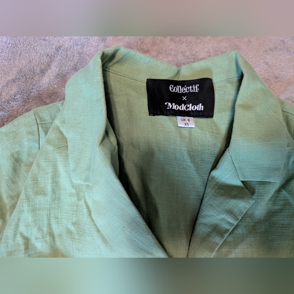 Modcloth X Collectif Caterina/Cherished Era Green Dress - Picture 2 of 6